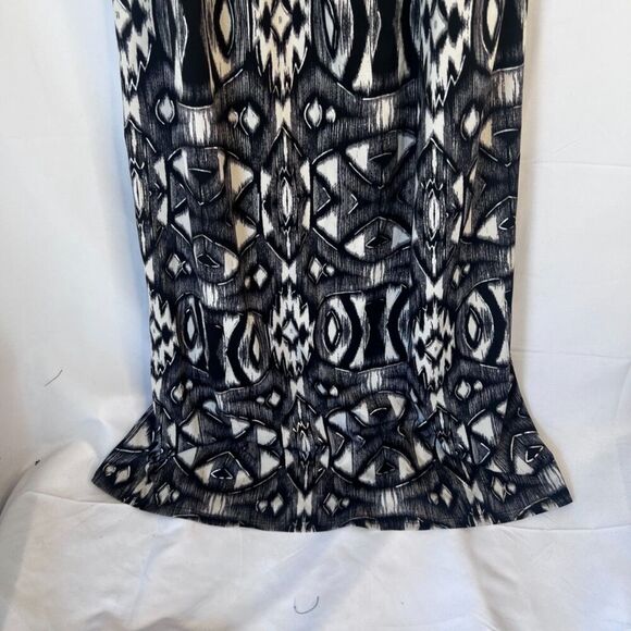 Halo Black & White Print Sleeveless Maxi Dress w/ Beaded Necklace Size Large - Picture 5 of 9